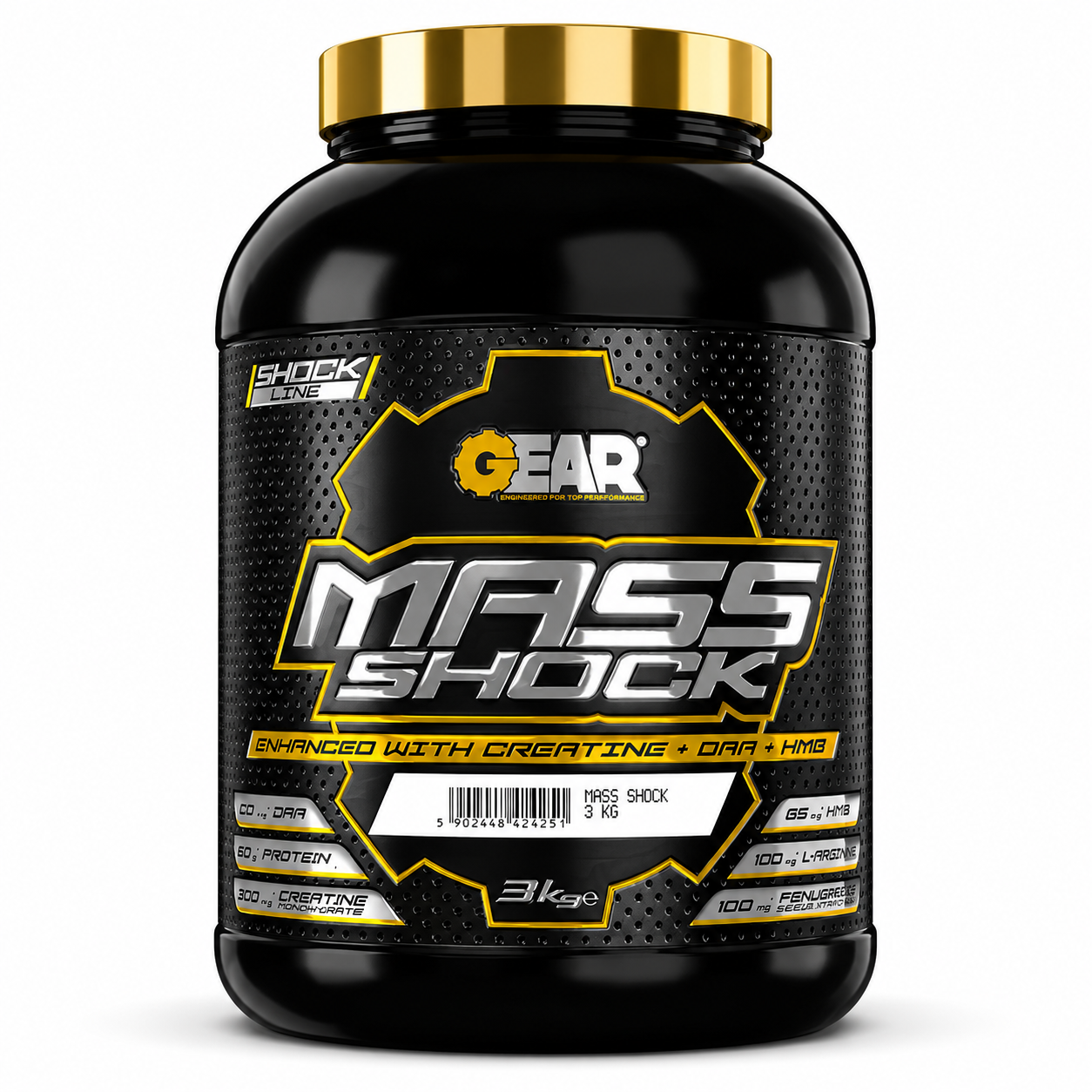 Gear Mass Shock Weight Gainer with Creatine, DAA & L-Arginine – 3kg