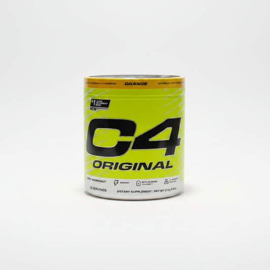 Cellucor C4 Original pre-workout dietary supplement, Orange flavor, 30 servings, 273g container on a white background.