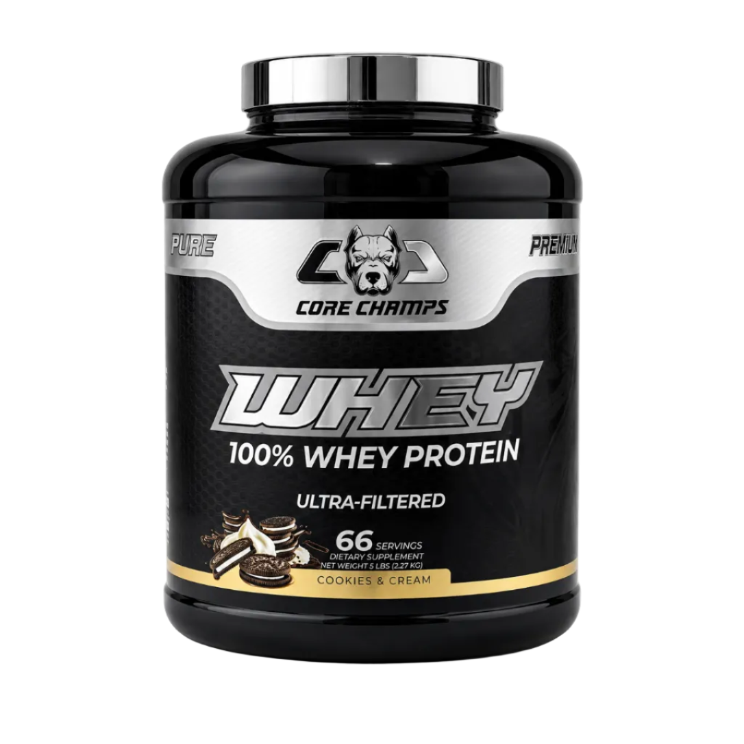 Core Champs WHEY 100% Whey Protein Ultra-Filtered – Cookies & Cream – 5 lbs (2.27 kg) | 66 Servings