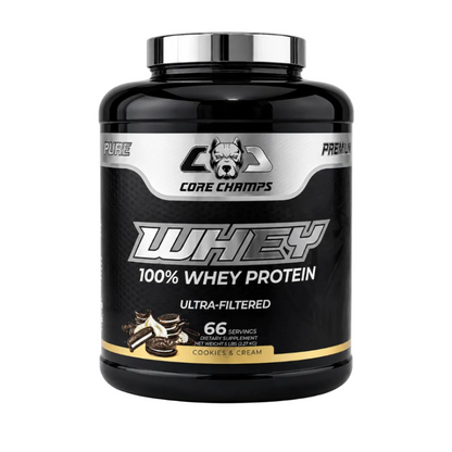 Core Champs WHEY 100% Whey Protein Ultra-Filtered – Cookies & Cream – 5 lbs (2.27 kg) | 66 Servings