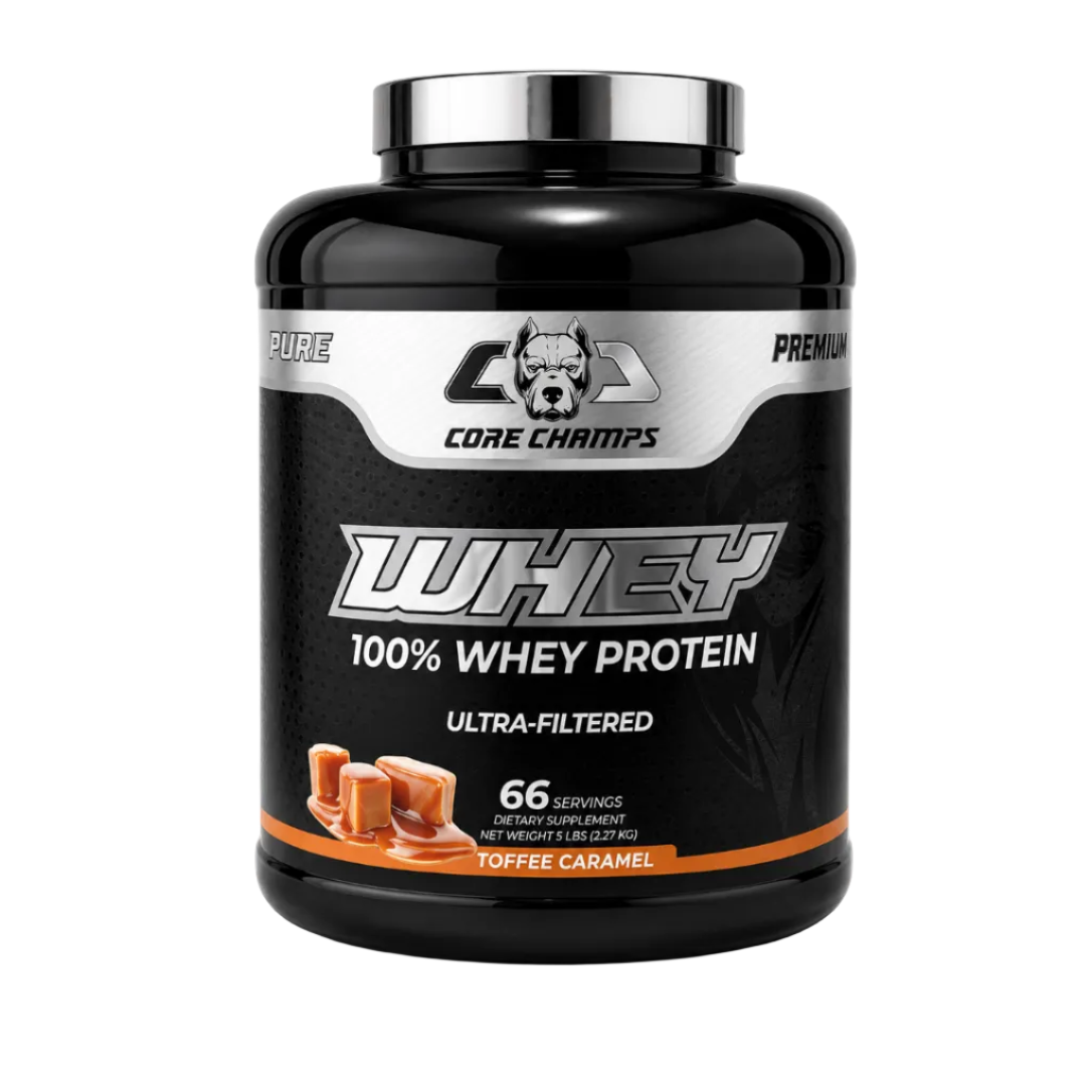 Core Champs WHEY 100% Whey Protein Ultra-Filtered – Toffee Caramel – 5 lbs (2.27 kg) | 66 Servings