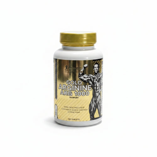 Gold Arginine AKG 1000 nitric oxide precursor dietary supplement bottle with 120 tablets