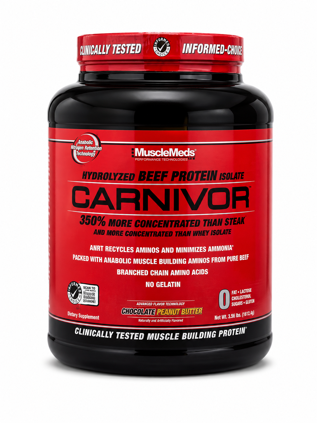MuscleMeds Carnivor Bioengineered Beef Protein Isolate – Chocolate Peanut Butter – 3.56 lbs (1612g)