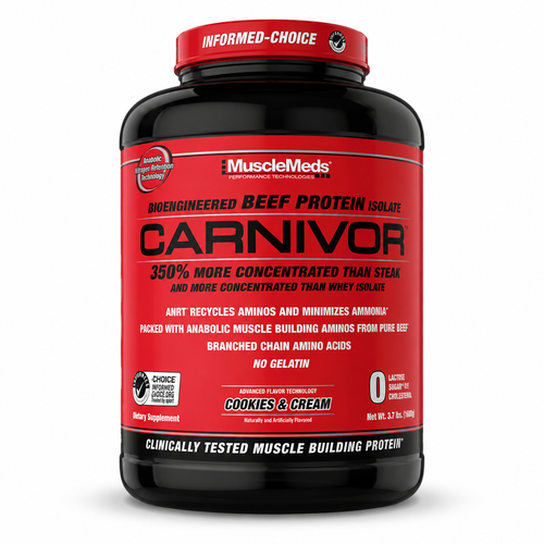 MuscleMeds Carnivor Bioengineered Beef Protein Isolate – Cookies & Cream – 3.7 lbs (1680g)