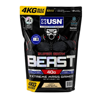 USN Super Grow Beast extreme mass gainer 4kg vanilla cake batter protein supplement Dubai UAE